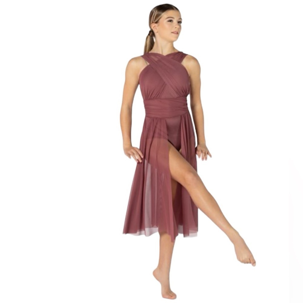 Weissman Mesh Shirred Back Panel Dance Dress